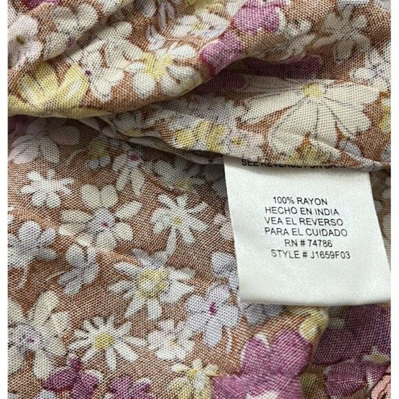 Patrons Of Peace Ladies XS Oversized Smocked Cropped Top Floral Keyhole Ties NWT - Picture 4 of 4